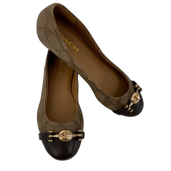 Coach Leila Signature Canvas & Leather Ballet Flats Brown Size 5.5 New 7966 - Picture 3 of 12